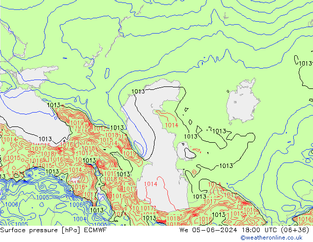 Presión superficial ECMWF mié 05.06.2024 18 UTC