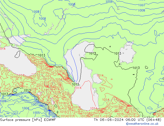 pressão do solo ECMWF Qui 06.06.2024 06 UTC