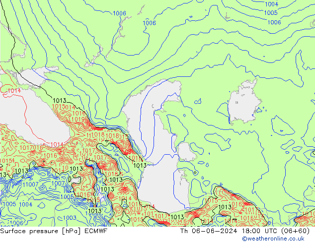 Luchtdruk (Grond) ECMWF do 06.06.2024 18 UTC