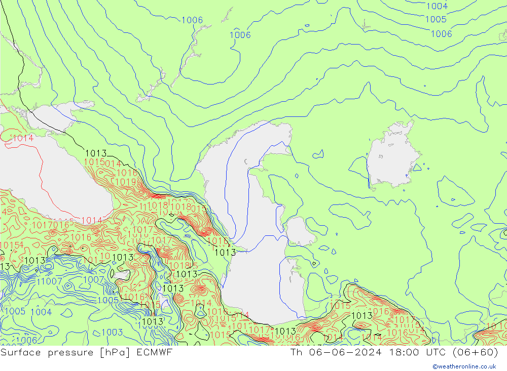 Luchtdruk (Grond) ECMWF do 06.06.2024 18 UTC