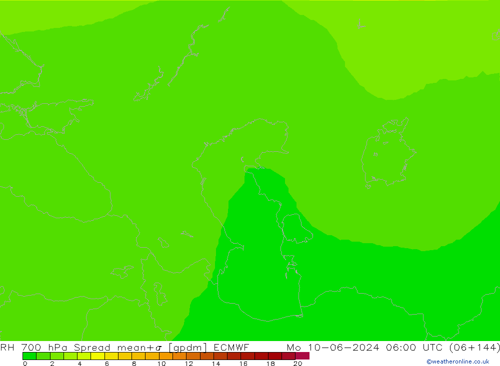 RH 700 hPa Spread ECMWF Mo 10.06.2024 06 UTC