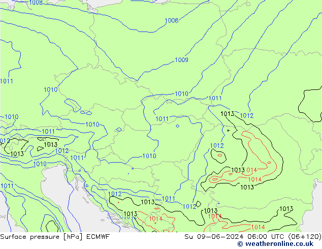 приземное давление ECMWF Вс 09.06.2024 06 UTC