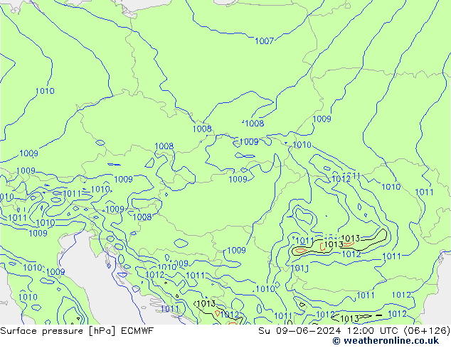 pression de l'air ECMWF dim 09.06.2024 12 UTC