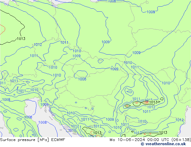 ciśnienie ECMWF pon. 10.06.2024 00 UTC