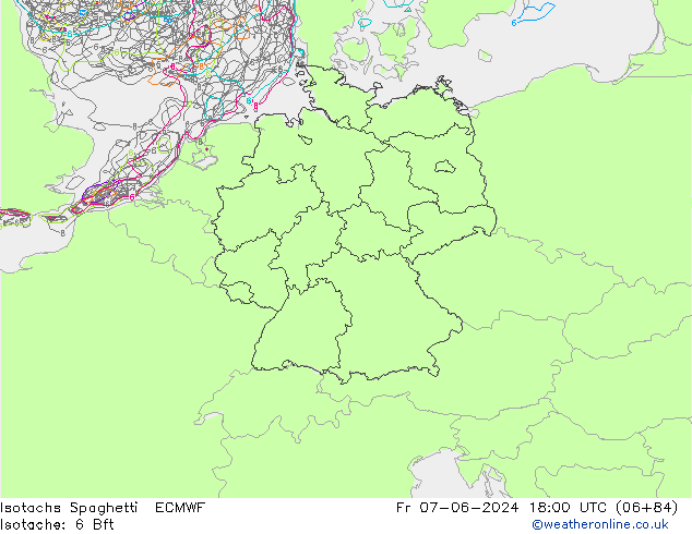 Isotachen Spaghetti ECMWF Fr 07.06.2024 18 UTC