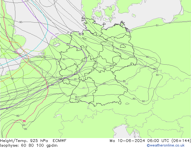 Height/Temp. 925 hPa ECMWF 星期一 10.06.2024 06 UTC