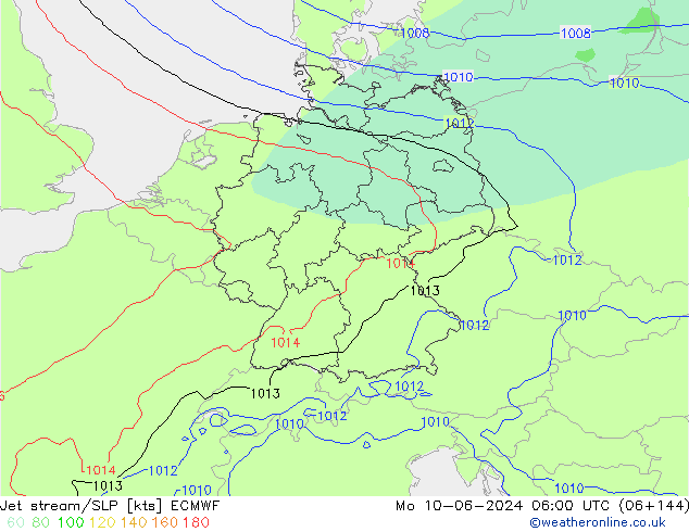 高速氣流/地面气压 ECMWF 星期一 10.06.2024 06 UTC