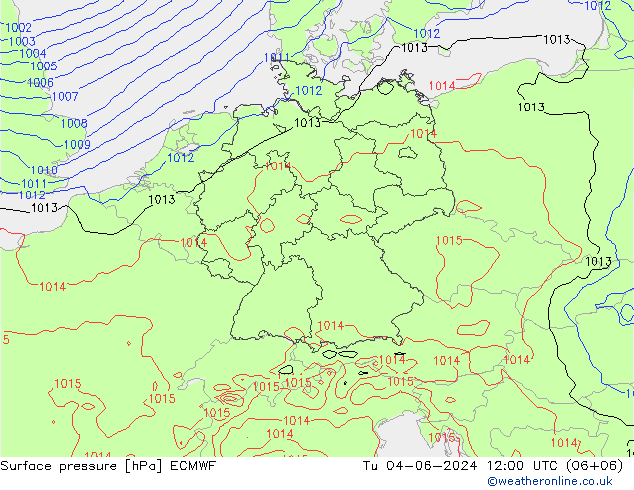 Bodendruck ECMWF Di 04.06.2024 12 UTC