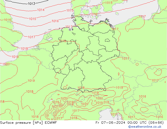 Bodendruck ECMWF Fr 07.06.2024 00 UTC