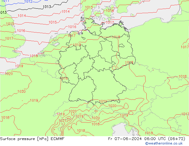 pressão do solo ECMWF Sex 07.06.2024 06 UTC