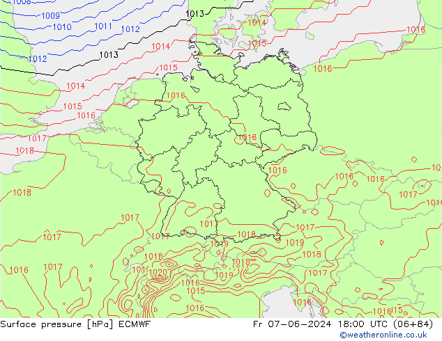 Surface pressure ECMWF Fr 07.06.2024 18 UTC