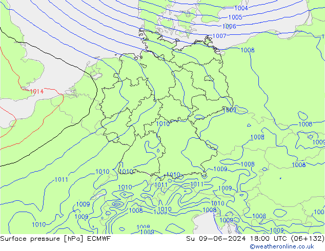 Surface pressure ECMWF Su 09.06.2024 18 UTC