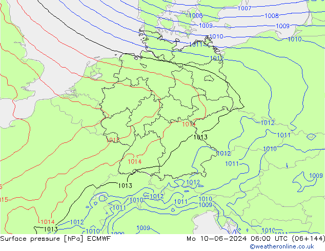 pressão do solo ECMWF Seg 10.06.2024 06 UTC