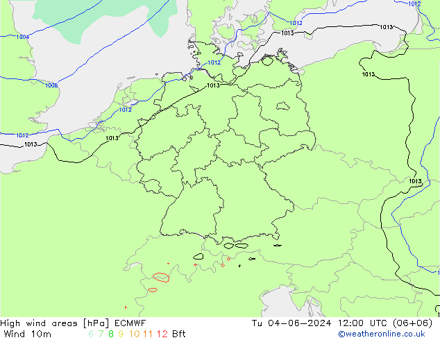 High wind areas ECMWF Tu 04.06.2024 12 UTC