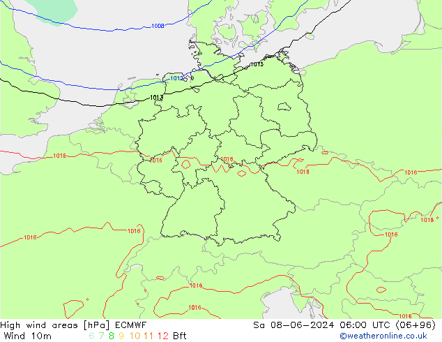 High wind areas ECMWF sab 08.06.2024 06 UTC