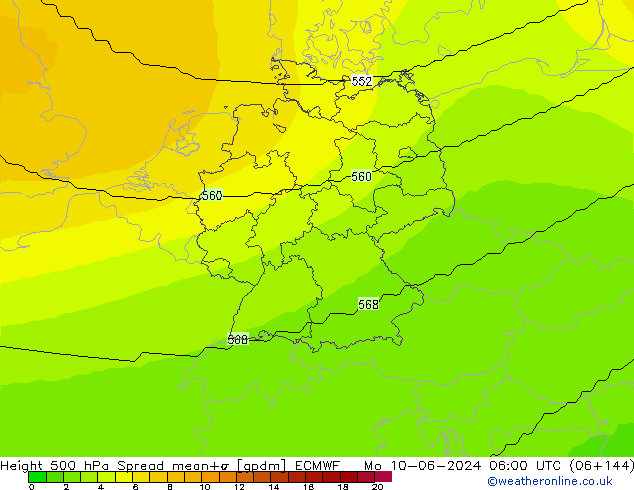 500 hPa Yüksekliği Spread ECMWF Pzt 10.06.2024 06 UTC