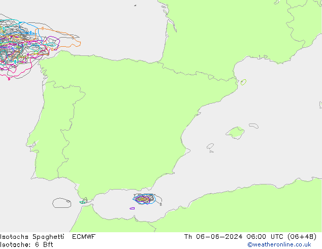 Eşrüzgar Hızları Spaghetti ECMWF Per 06.06.2024 06 UTC