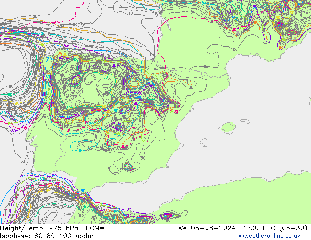 Height/Temp. 925 hPa ECMWF  05.06.2024 12 UTC