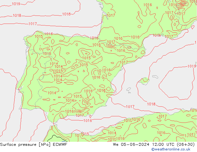 Atmosférický tlak ECMWF St 05.06.2024 12 UTC