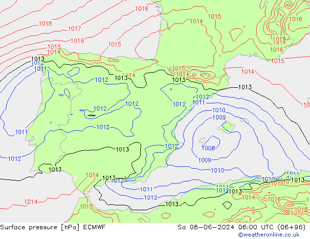 Yer basıncı ECMWF Cts 08.06.2024 06 UTC