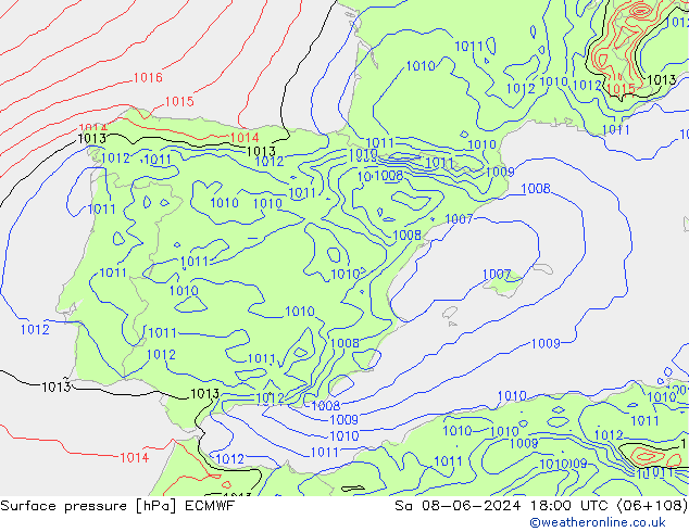 pression de l'air ECMWF sam 08.06.2024 18 UTC