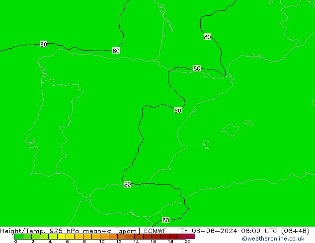 Yükseklik/Sıc. 925 hPa ECMWF Per 06.06.2024 06 UTC