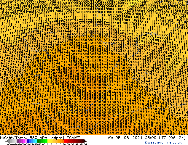 Height/Temp. 850 hPa ECMWF Qua 05.06.2024 06 UTC