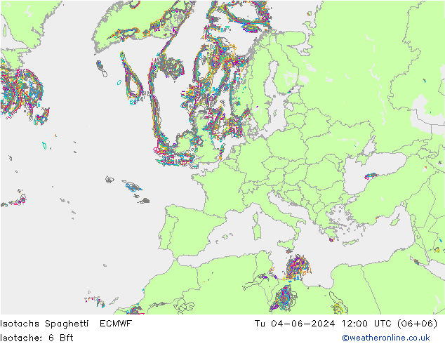 Isotachen Spaghetti ECMWF di 04.06.2024 12 UTC