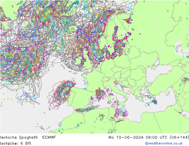 Isotachs Spaghetti ECMWF пн 10.06.2024 06 UTC