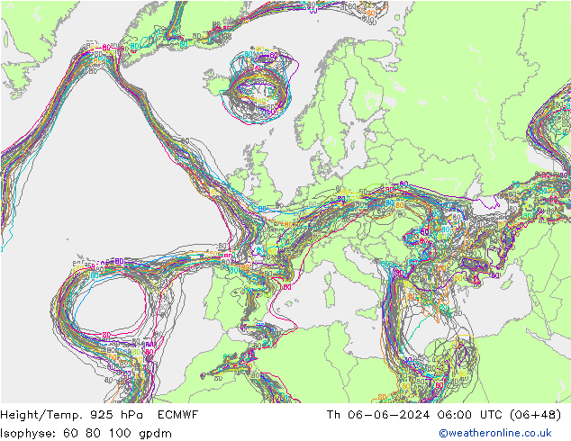 Height/Temp. 925 hPa ECMWF Th 06.06.2024 06 UTC