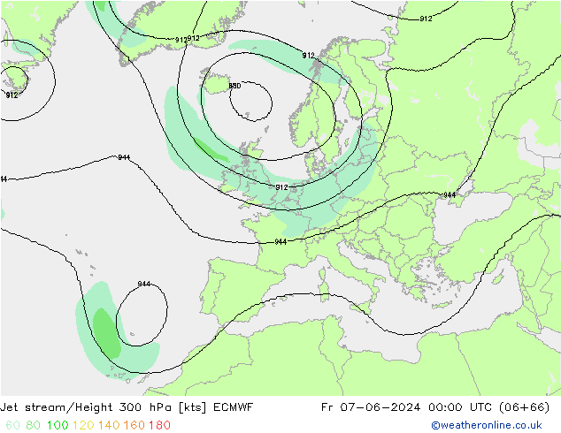 Jet stream/Height 300 hPa ECMWF Fr 07.06.2024 00 UTC