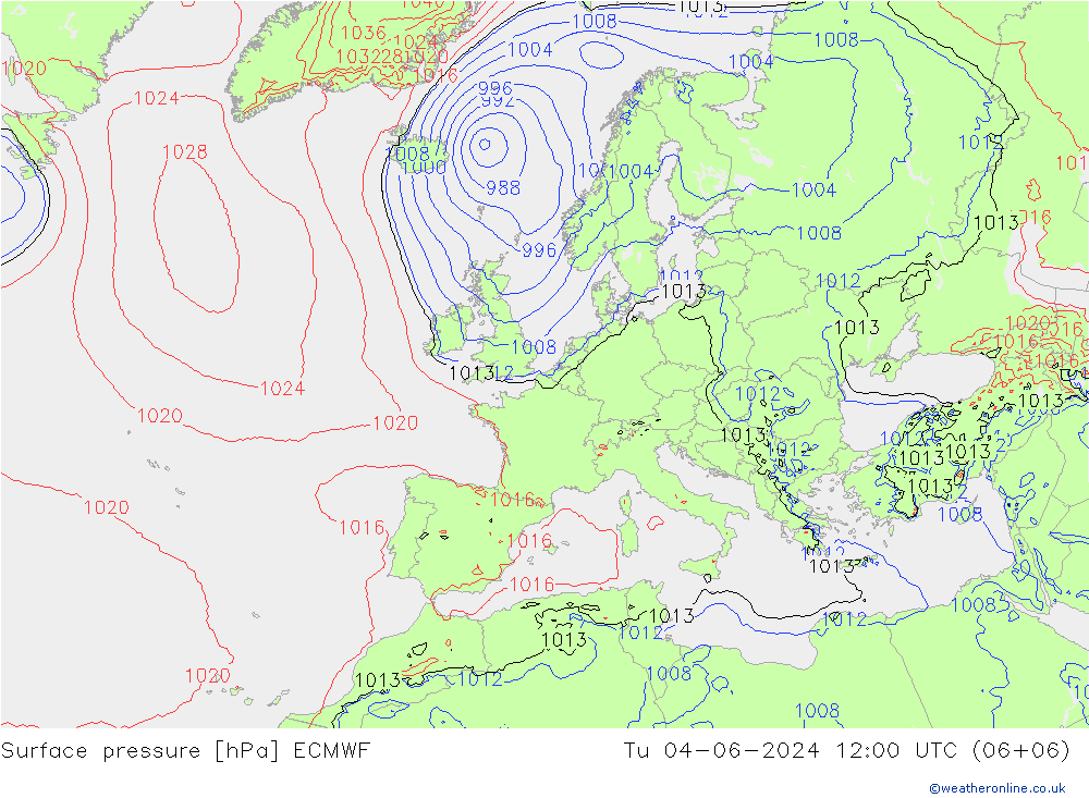 Pressione al suolo ECMWF mar 04.06.2024 12 UTC