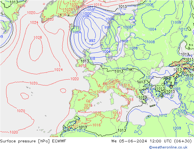 Bodendruck ECMWF Mi 05.06.2024 12 UTC