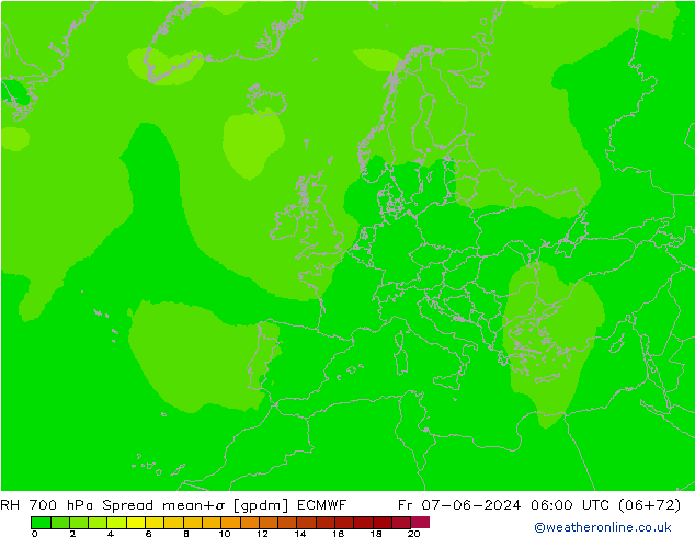 RH 700 hPa Spread ECMWF pt. 07.06.2024 06 UTC