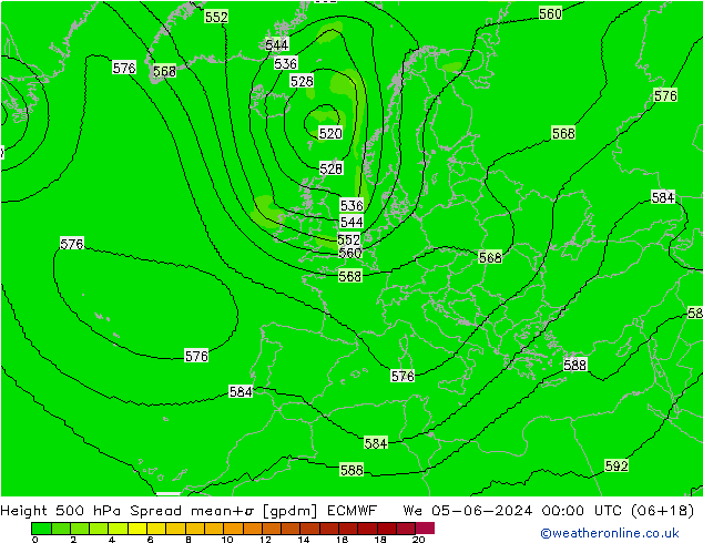 Height 500 hPa Spread ECMWF We 05.06.2024 00 UTC