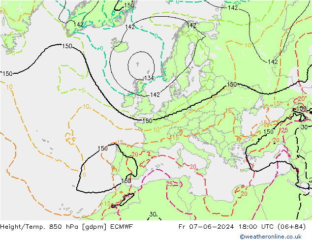 Yükseklik/Sıc. 850 hPa ECMWF Cu 07.06.2024 18 UTC