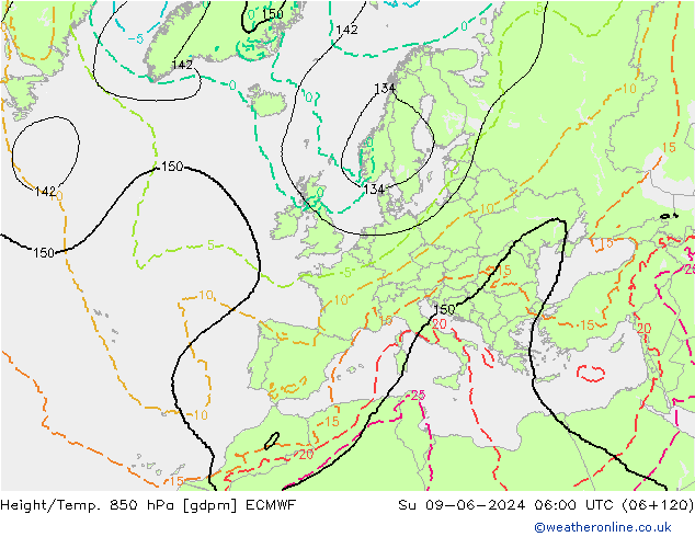 Height/Temp. 850 hPa ECMWF Ne 09.06.2024 06 UTC