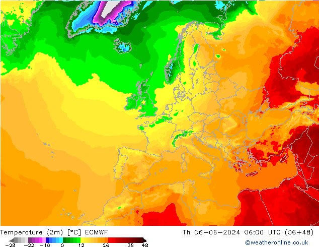 Temperaturkarte (2m) ECMWF Do 06.06.2024 06 UTC