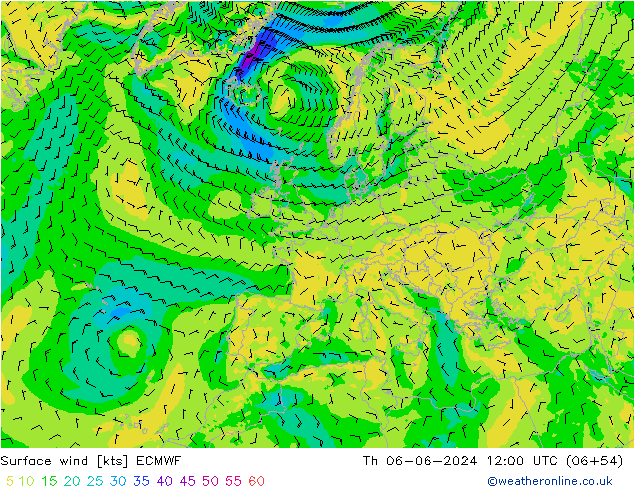 Surface wind ECMWF Th 06.06.2024 12 UTC