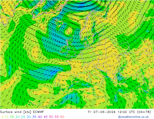 Wind 10 m ECMWF vr 07.06.2024 12 UTC