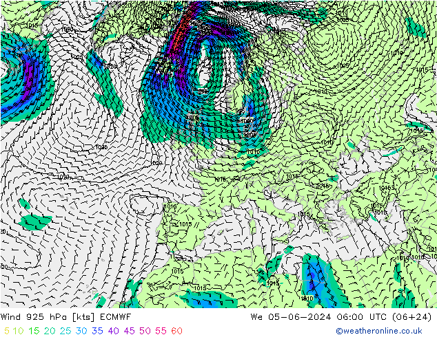 Wind 925 hPa ECMWF We 05.06.2024 06 UTC