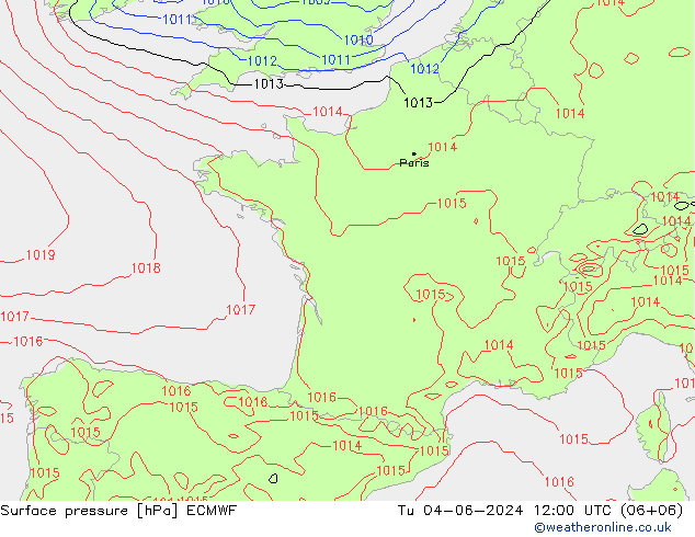 Presión superficial ECMWF mar 04.06.2024 12 UTC