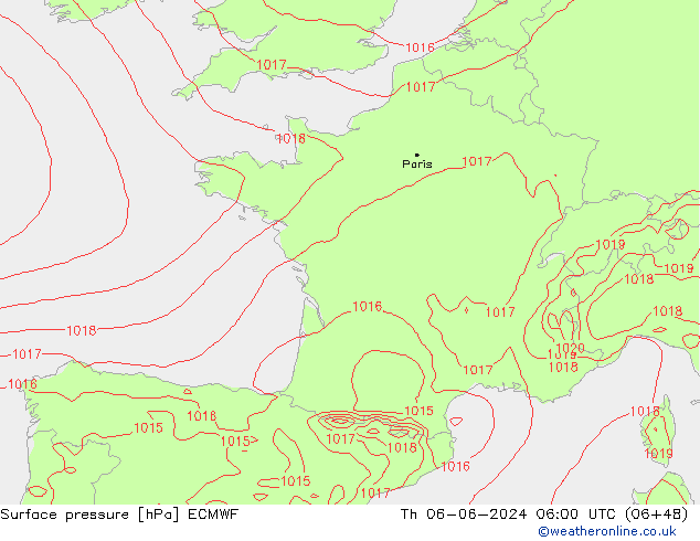 Yer basıncı ECMWF Per 06.06.2024 06 UTC