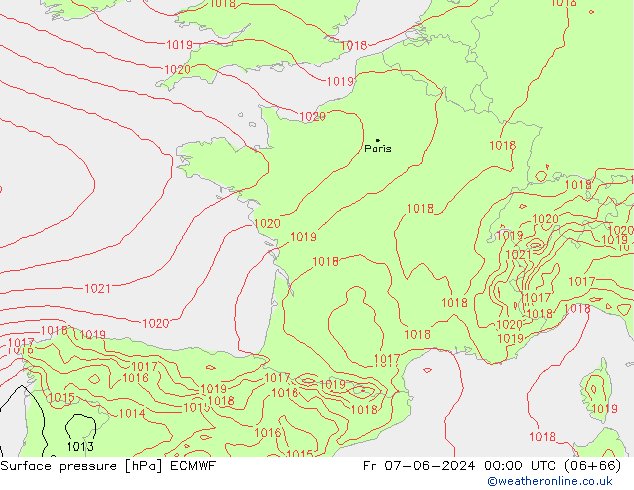 Pressione al suolo ECMWF ven 07.06.2024 00 UTC