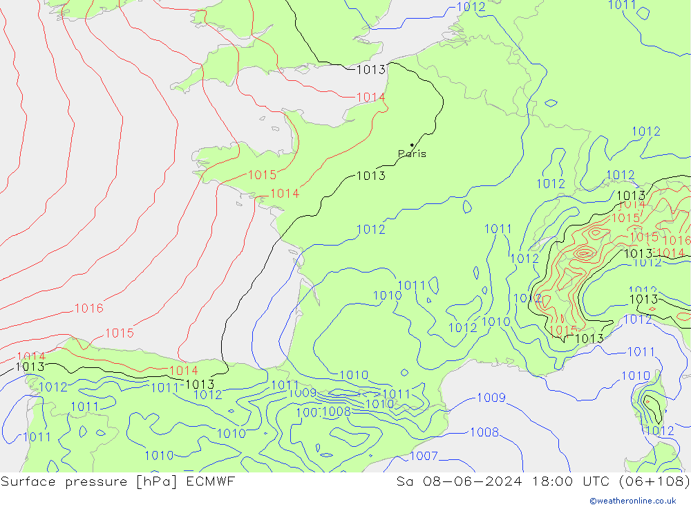 Yer basıncı ECMWF Cts 08.06.2024 18 UTC