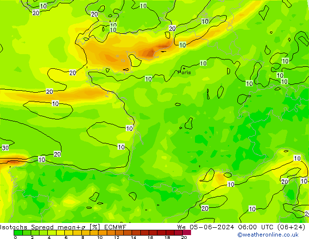 Isotachs Spread ECMWF  05.06.2024 06 UTC