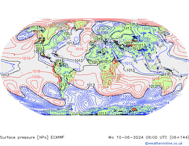 Pressione al suolo ECMWF lun 10.06.2024 06 UTC