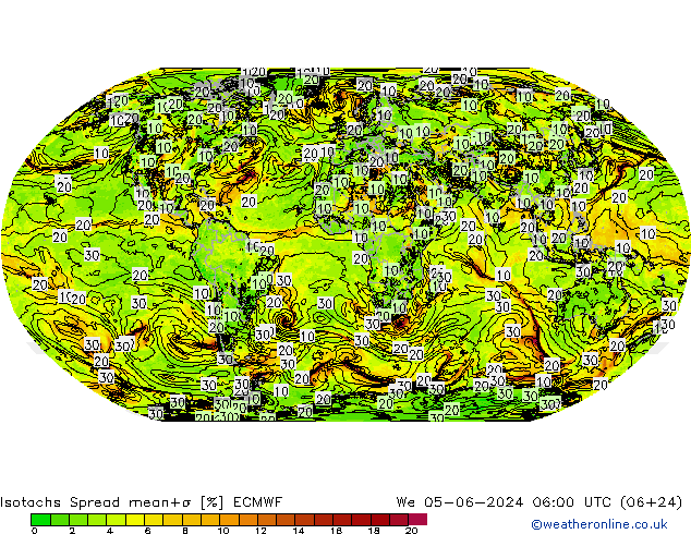 Isotachs Spread ECMWF We 05.06.2024 06 UTC