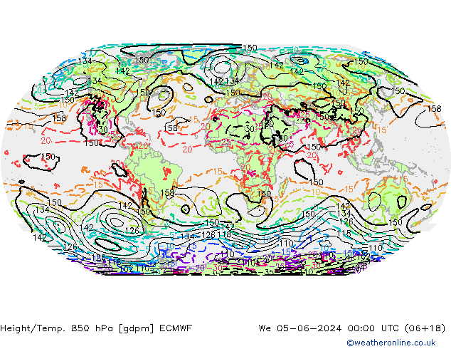 Height/Temp. 850 hPa ECMWF We 05.06.2024 00 UTC