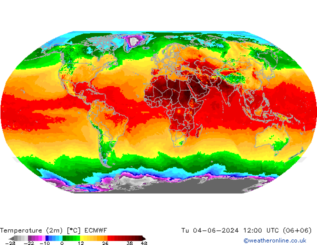 карта температуры ECMWF вт 04.06.2024 12 UTC